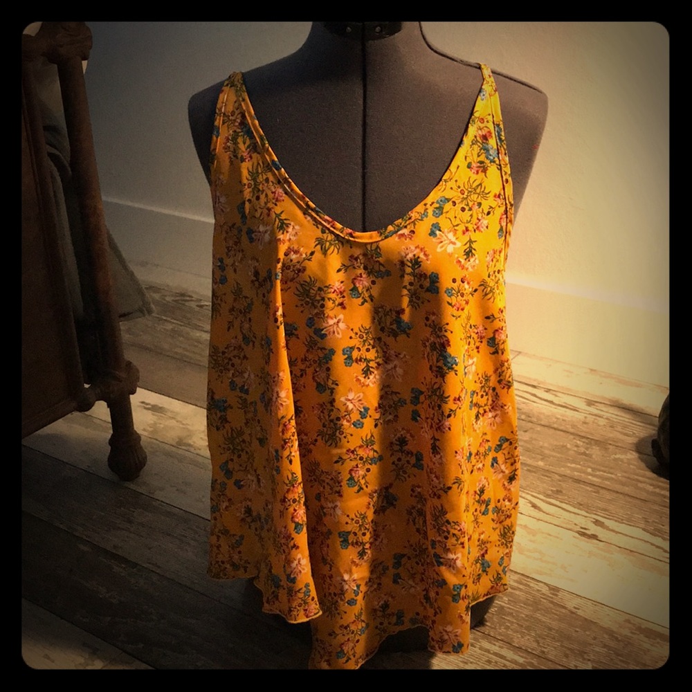 Gold floral drape tank